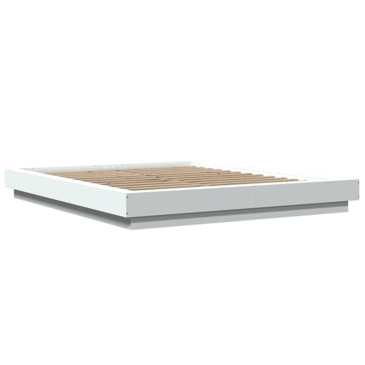 Estrutura De Cama De Casal c luzes LED - 160x200 cm derivados madeira branco