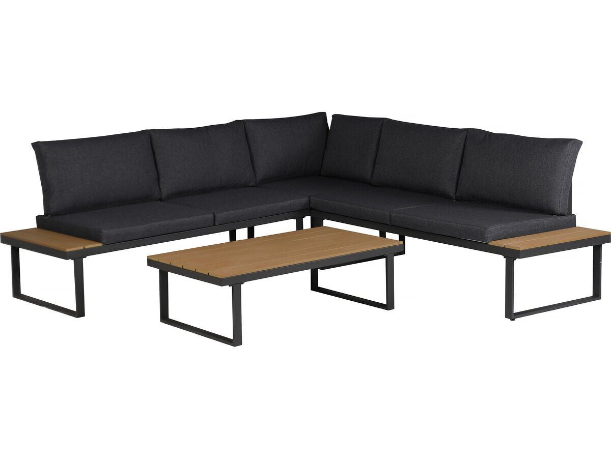 Sofá rinconera "fiora" muebles de jardín - 5 plazas - gris