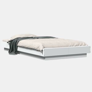 Estrutura de cama de solteiro para adultos c luzes LED 90x190 cm derivados madeira branco