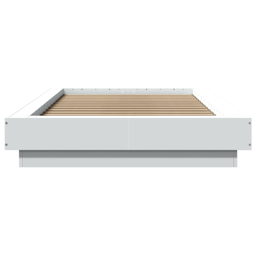 Estrutura de cama de solteiro para adultos c luzes LED 90x190 cm derivados madeira branco