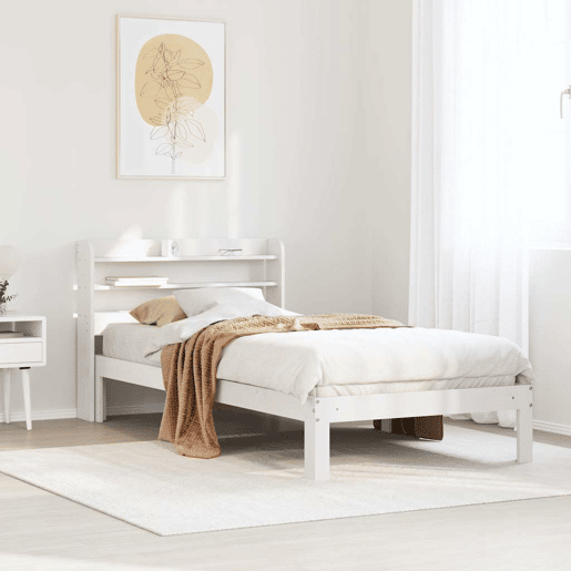 Estrutura de cama de solteiro para adultos c cabeceira 90x200 cm branco