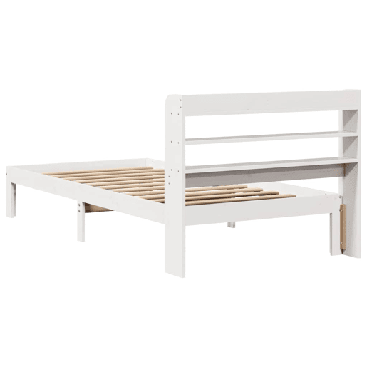Estrutura de cama de solteiro para adultos c cabeceira 90x200 cm branco