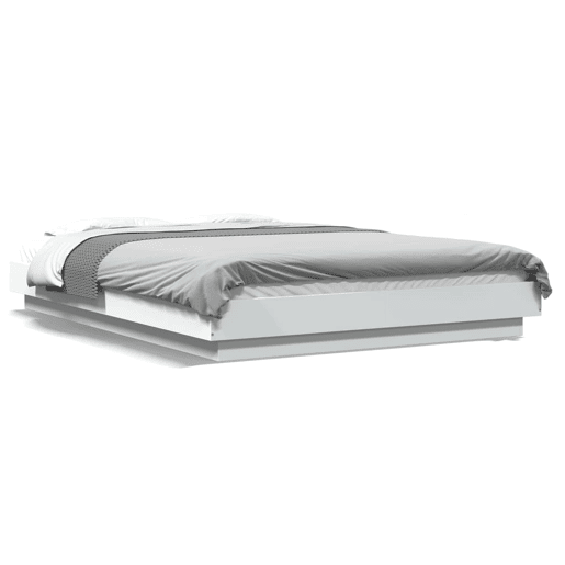 Estrutura De Cama De Casal c luzes LED - 120x200 cm derivados madeira branco