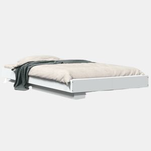Estrutura de cama de solteiro para adultos c luzes LED 90x200 cm derivados madeira branco