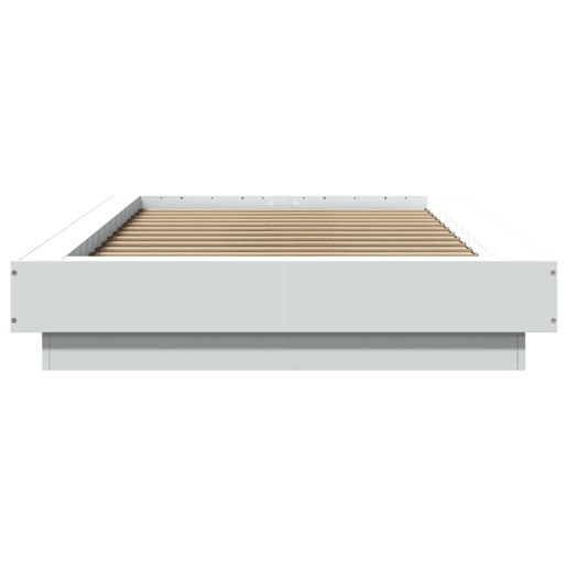 Estrutura de cama de solteiro para adultos c luzes LED 90x200 cm derivados madeira branco
