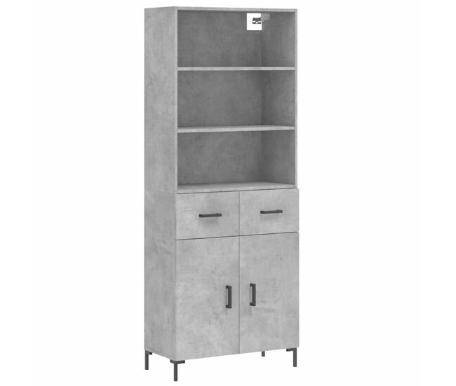 Aparador alto - mueble de almacenamiento madera contrachapada gris hormigón 69,5x34x180 cm es988