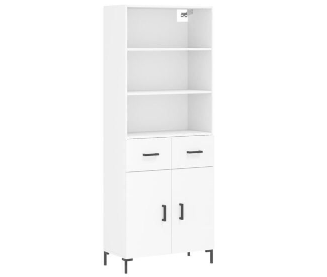 Aparador alto - mueble de almacenamiento madera contrachapada blanco 69,5x34x180 cm es744