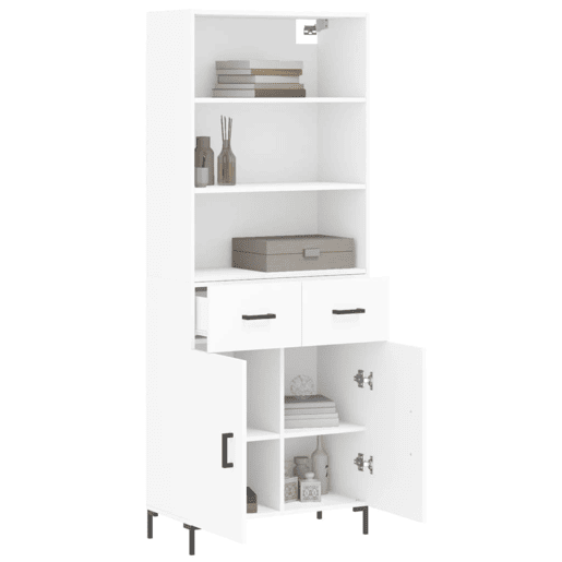 Armário alto - Bufete - Móvel de apoio 69,5x34x180 cm derivados de madeira branco pt744