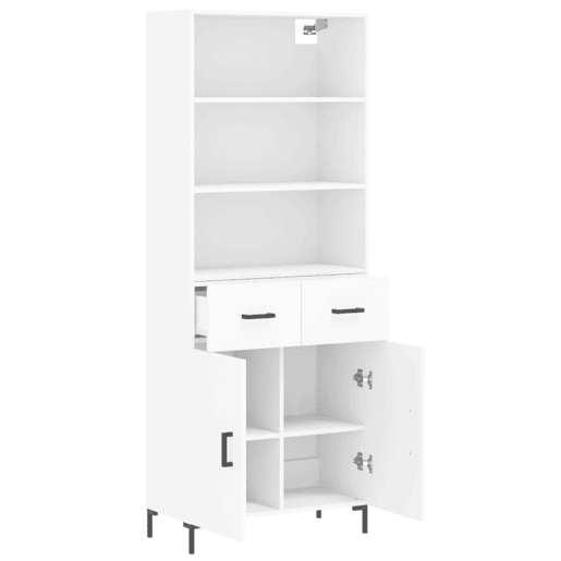 Armário alto - Bufete - Móvel de apoio 69,5x34x180 cm derivados de madeira branco pt744