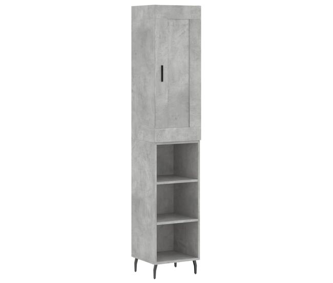 Aparador - mueble de almacenamiento de madera contrachapada gris hormigón 34,5x34x180 cm es2726