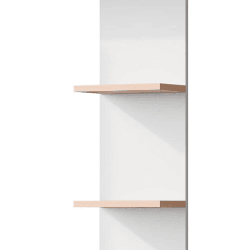 Secretária com arrumação 123,5x45x168,5 cm - Armário inferior com portas e prateleira superior - Branco+Natural