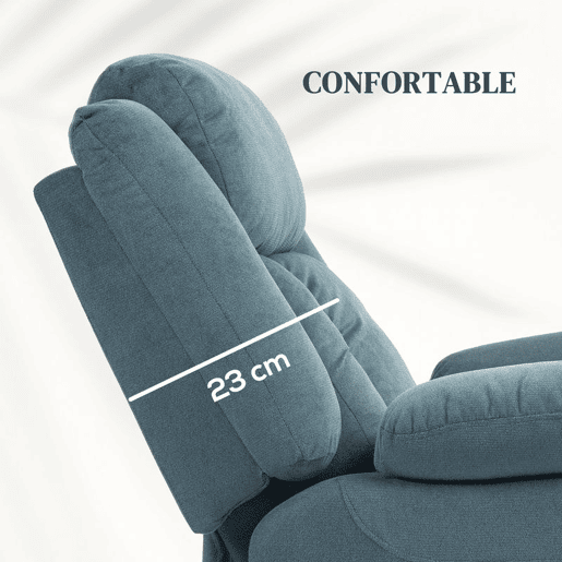 HOMCOM Poltrona Relax Reclinável Elétrica Elevatória com Porta USB Poltrona Elevatória com Controlo Remoto Assento Amplo Apoio para os Pés Estofada em Veludo Bolsos Laterais Azul