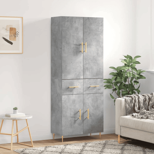 Armário alto - Bufete - Móvel de apoio 69,5x34x180 cm derivados de madeira cinza cimento pt924 Armário alto - Bufete - Móvel de apoio 69,5x34x180 cm derivados de madeira cinza cimento pt924