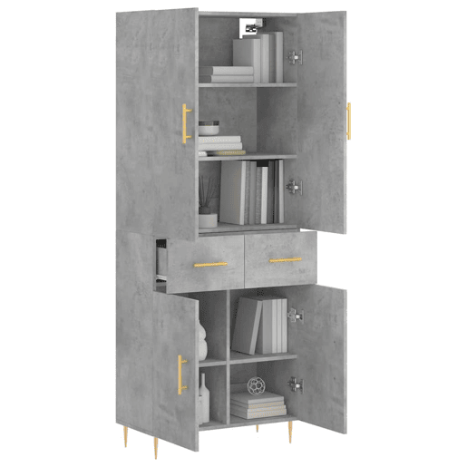 Armário alto - Bufete - Móvel de apoio 69,5x34x180 cm derivados de madeira cinza cimento pt924 Armário alto - Bufete - Móvel de apoio 69,5x34x180 cm derivados de madeira cinza cimento pt924