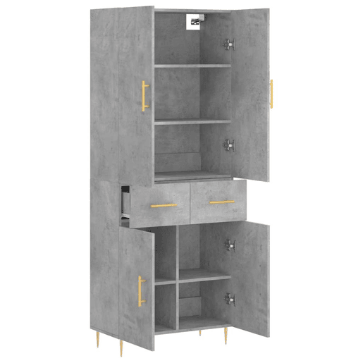 Armário alto - Bufete - Móvel de apoio 69,5x34x180 cm derivados de madeira cinza cimento pt924 Armário alto - Bufete - Móvel de apoio 69,5x34x180 cm derivados de madeira cinza cimento pt924