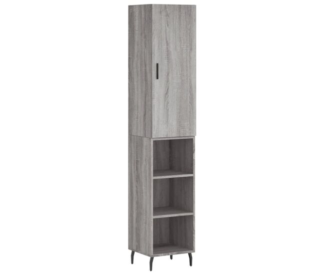 Aparador alto - mueble de almacenamiento madera contrachapada gris sonoma 34,5x34x180 cm es1007