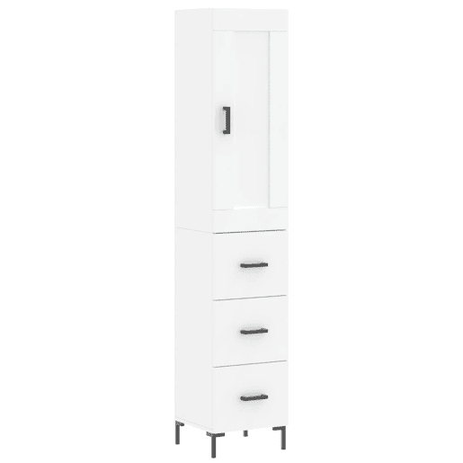 Armário alto - Bufete - Móvel de apoio 34,5x34x180 cm madeira processada branco pt597 Armário alto - Bufete - Móvel de apoio 34,5x34x180 cm madeira processada branco pt597