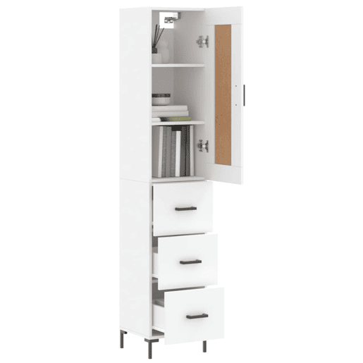 Armário alto - Bufete - Móvel de apoio 34,5x34x180 cm madeira processada branco pt597 Armário alto - Bufete - Móvel de apoio 34,5x34x180 cm madeira processada branco pt597