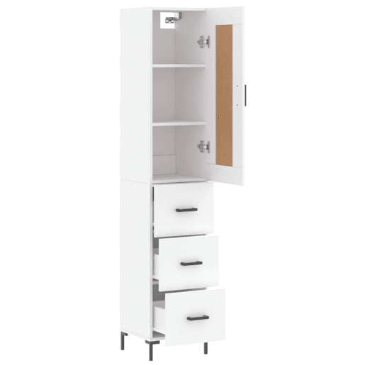 Armário alto - Bufete - Móvel de apoio 34,5x34x180 cm madeira processada branco pt597 Armário alto - Bufete - Móvel de apoio 34,5x34x180 cm madeira processada branco pt597