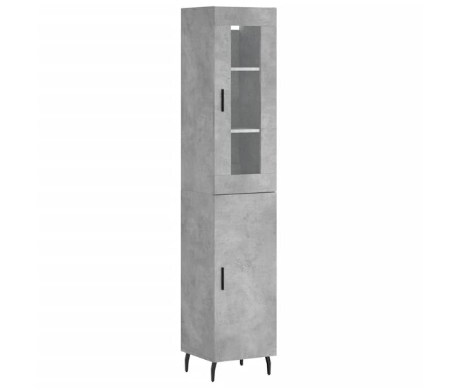 Aparador - mueble de almacenamiento de madera contrachapada gris hormigón 34,5x34x180 cm es2695