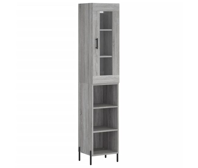 Aparador alto - mueble de almacenamiento madera contrachapada gris sonoma 34,5x34x180 cm es1026