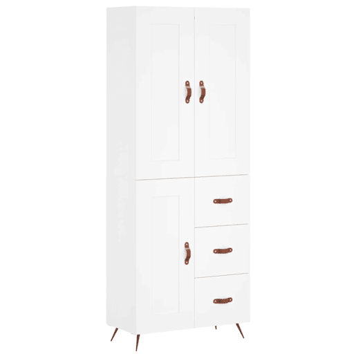 Armário alto - Bufete - Móvel de apoio 69,5x34x180 cm derivados de madeira branco pt736