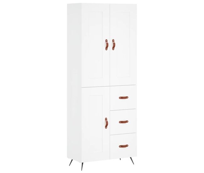Aparador alto - mueble de almacenamiento madera contrachapada blanco 69,5x34x180 cm es736