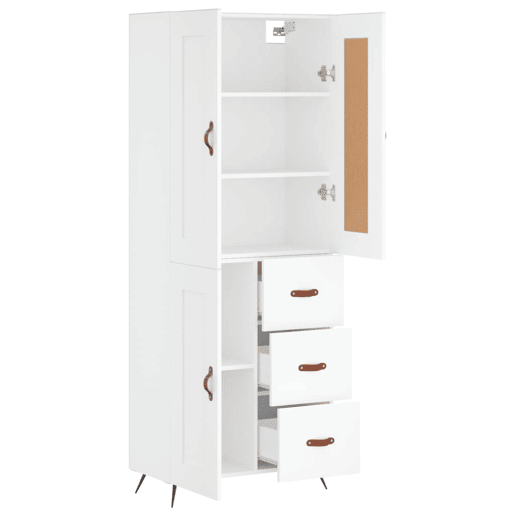 Armário alto - Bufete - Móvel de apoio 69,5x34x180 cm derivados de madeira branco pt736