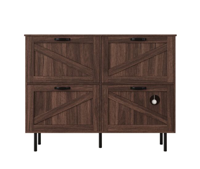 Zapatero estrecho 3 puertas - estante para juguetes de mascotas, estante para zapatos, para pasillo - nogal natural