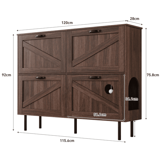 Sapateira estreita com 3 portas - Estante para brinquedos de animais de estimação, estante para sapatos, para corredor - Nogueira natural