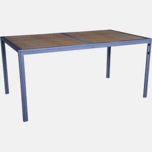 Mesa de jardim em metal com imitação de madeira Tossa - 160 x 90 x 75 cm - Castanho