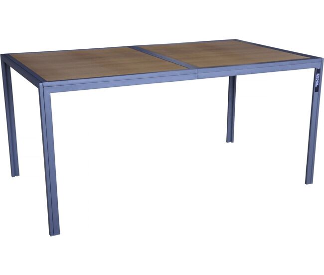 Mesa de jardín de metal imitación madera "tossa" - 160 x 90 x 75 cm - marrón