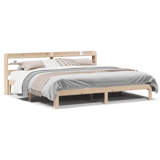 Estrutura de Cama de casal moderno com cabeceira 200x200 cm pinho maciço