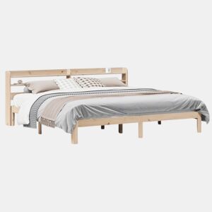 Estrutura de Cama de casal moderno com cabeceira 200x200 cm pinho maciço