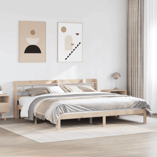 Estrutura de Cama de casal moderno com cabeceira 200x200 cm pinho maciço