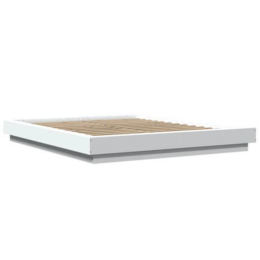 Estrutura De Cama De Casal c luzes LED - 150x200 cm derivados madeira branco