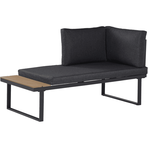 Conjunto de mobiliário de jardim, sofá de canto em imitação de madeira Liora - 4 lugares - Cinzento