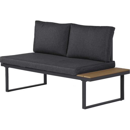 Conjunto de mobiliário de jardim, sofá de canto em imitação de madeira Liora - 4 lugares - Cinzento