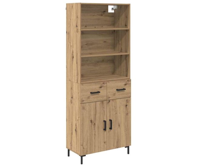 Aparador alto - mueble de almacenamiento con cajón roble artesanal 69,5 x 34 x 180 cm es442