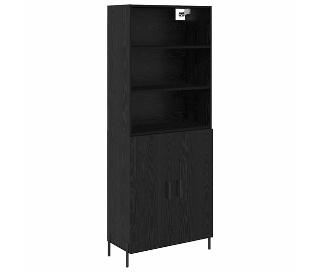 Aparador alto - mueble de almacenamiento roble negro 69,5 x 34 x 180 cm es1600