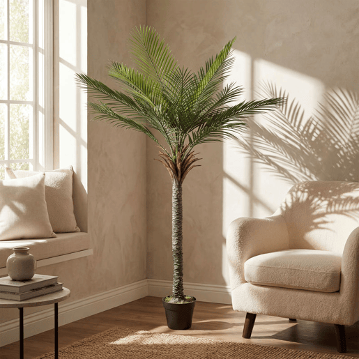 HOMCOM Planta Artificial Decorativa 180 cm Palmeira Artificial com Vaso e Folhas para Interior Casa Sala Escritório Verde