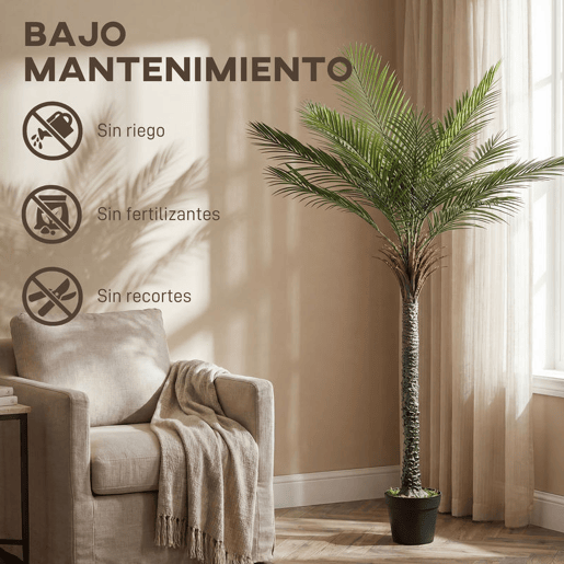 HOMCOM Planta Artificial Decorativa 180 cm Palmeira Artificial com Vaso e Folhas para Interior Casa Sala Escritório Verde