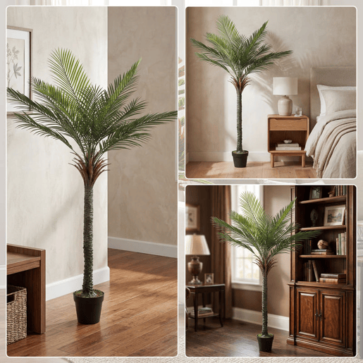 HOMCOM Planta Artificial Decorativa 180 cm Palmeira Artificial com Vaso e Folhas para Interior Casa Sala Escritório Verde