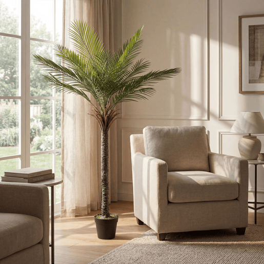 HOMCOM Planta Artificial Decorativa 180 cm Palmeira Artificial com Vaso e Folhas para Interior Casa Sala Escritório Verde