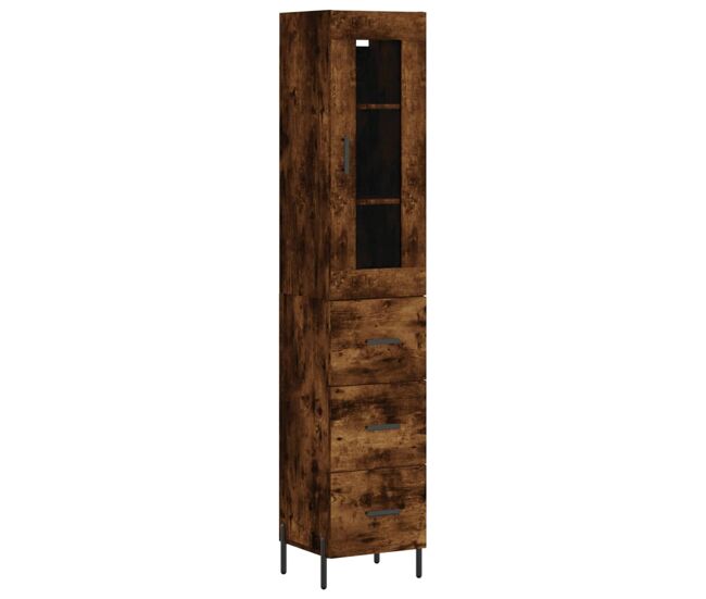 Aparador - mueble de almacenamiento de madera contrachapada roble ahumado 34,5x34x180 cm es2994