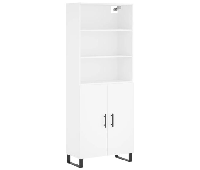 Aparador alto - mueble de almacenamiento madera contrachapada blanco 69,5x34x180 cm es624