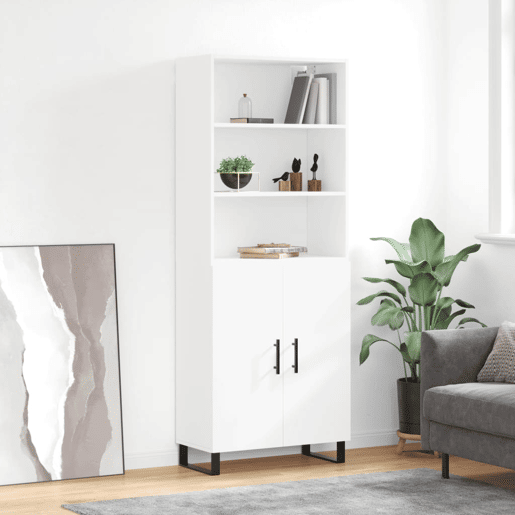 Armário alto - Bufete - Móvel de apoio 69,5x34x180 cm derivados de madeira branco pt624
