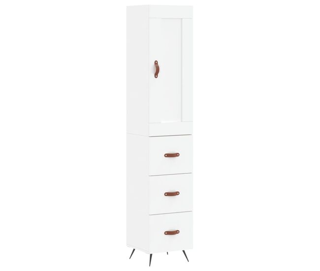 Aparador alto - mueble de almacenamiento madera contrachapada blanco 34,5x34x180 cm es596