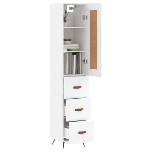 Armário alto - Bufete - Móvel de apoio 34,5x34x180 cm madeira processada branco pt596 Armário alto - Bufete - Móvel de apoio 34,5x34x180 cm madeira processada branco pt596