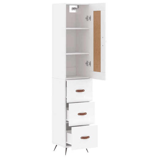 Armário alto - Bufete - Móvel de apoio 34,5x34x180 cm madeira processada branco pt596 Armário alto - Bufete - Móvel de apoio 34,5x34x180 cm madeira processada branco pt596